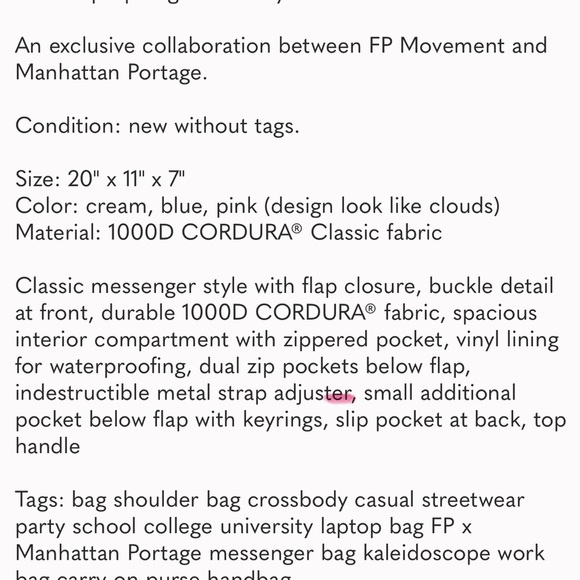 NEW with Tags! Free People messenger bag. Bag has a lifetime warranty - Picture 9 of 9